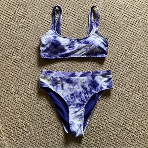 Purple and White Tie-Dye Bikini Set Size S